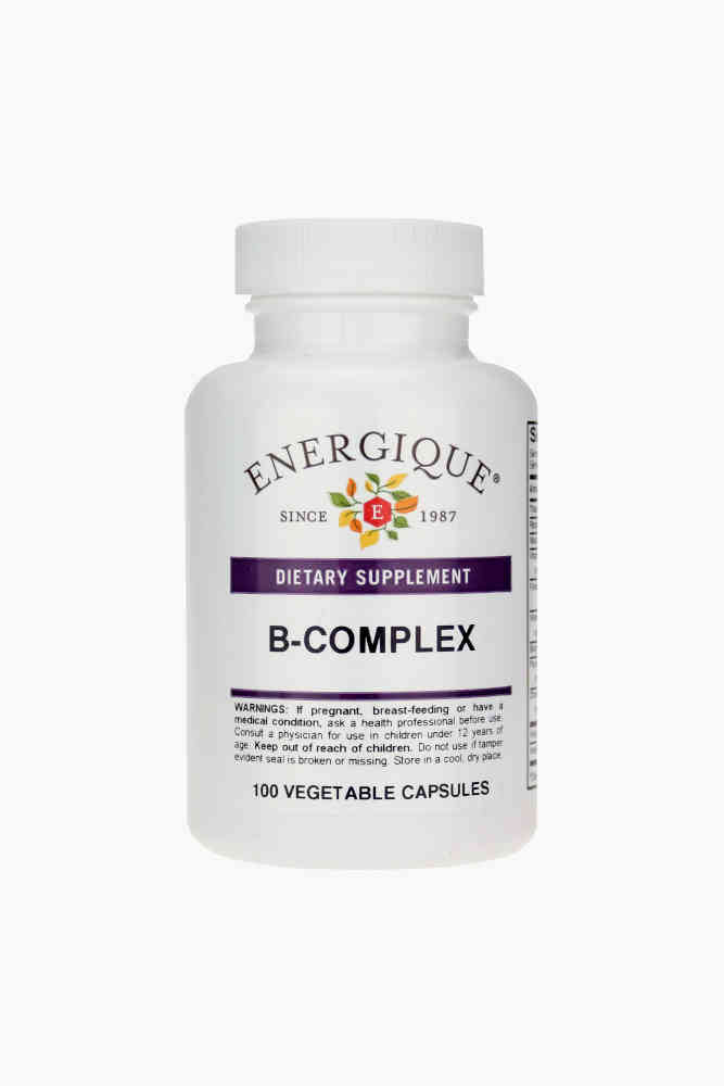 Energique B-Complex dietary supplement bottle on a white background