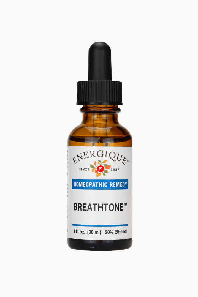 Amber dropper bottle, 1 oz, of Energique's BreathTone.