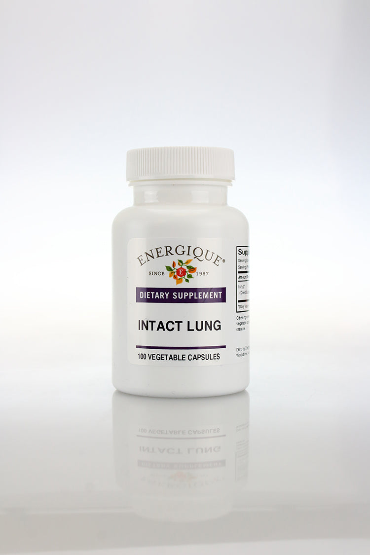 Energique Intact Lung™ herbal supplement supporting respiratory and lung health, product bottle image.