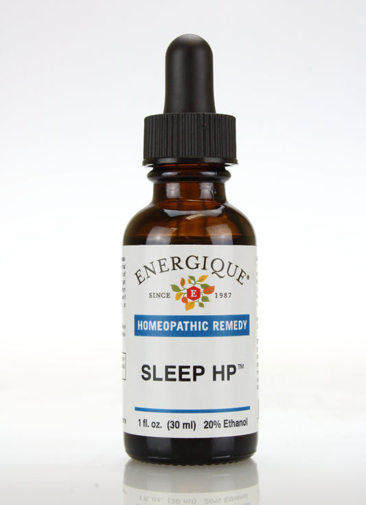 Energique Sleep HP™ homeopathic remedy supporting restful sleep and relaxation, 1 fl oz dropper bottle.