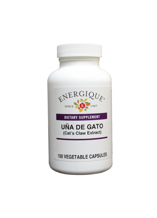 Energique Una-de-Gato herbal supplement supporting immune health, joint health, antioxidants. 100 tablets bottle.